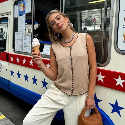 Womens Sweater Vest Sleeveless Knit Cardigan Vintage Button Down Colorful Sweater 2026 Spring Summer Tank Tops in Saudi Arabia