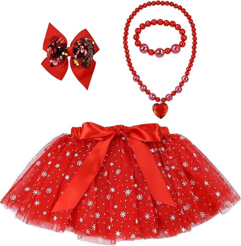 Dizila Glitter Star Fluffy Tulle Tutu Skirt Princess Ballet Dance Dress with Bow Hair Clip for Toddlers Kids Little Girls in Saudi Arabia