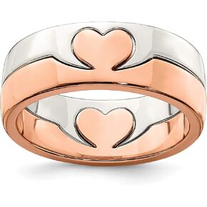 Sterling Silver Rose-tone Double Heart Ring in Kuwait