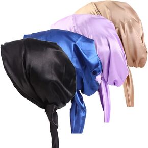 Qhome Satin Bow Headscarf Comfortable Sleeping Bonnet Curly Hair Wrap Womens Silk Head Scarf Head Wrap Cap in Saudi Arabia