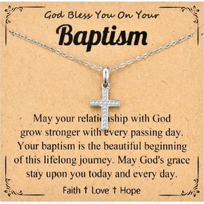 Cross Necklace for Girls Women, Baptism Easter First Communion Confirmation Gifts - 16"+2" Silver Plated Tiny Cross Necklace, Religious Jewelry Gifts for Daughter Granddaughter Goddaughter in Saudi Arabia