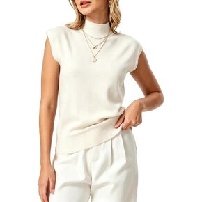 INKOFF Sleeveless Mock Turtleneck Knit Tops Cape Sleeve Business Casual Sweater Vest High Neck Tank in Saudi Arabia