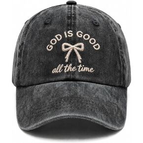 God is Good All The Time for Women,Adjustable Embroidered Vintage Washed Jesus Christian Faith Baseball Cap,Black in Saudi Arabia