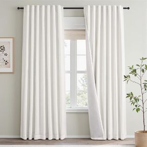 Topfinel 84 Inch Natural Blackout Curtains Dual Layer White Linen Panels, Farmhouse Back Tab Pinch Pleated Drapes for Track System,Neutral Linen Ambiance & Privacy Drapes Natural 52" W*84" L in Saudi Arabia