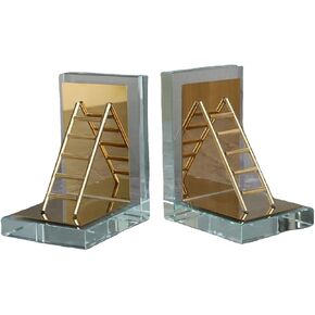 Bookend Support L Shaped Crystal Bookends Metal Ladder Decorative Ornaments Heavy for Home Library Office School Supplies Bookends in Saudi Arabia
