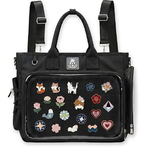 Large Ita Bag Crossbody Backpack with Insert, 4-Way Convertible Pin Display Backpack with Clear Window for Kawaii,Cosplay & Anime Convention (Pins Not Included), Black in Saudi Arabia