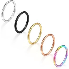 Titanium Septum Ring 5pcs, 18g Nose Rings Hoops for Women Men, Hypoallergenic Septum Rings Septum Hoop Daith Cartilage Tragus Helix Rook Piercing in Saudi Arabia