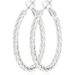 3MM Wide Silver Hoop Earrings for Women Hypoallergenic 925 Sterling Silver Post Hoop Earrings Lightweight Large Big Twisted Silver Hoop Earrings for Everyday Wear 30MM/40MM/50MM in Saudi Arabia