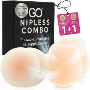 Go Nipless Combo Pack Pasties Nipple Covers for Women with Lift | Reusable, Adhesive Bra Push Up | Both Lift Nipple Covers & Our Classic Nipple Covers 2 Pack Nude in Saudi Arabia
