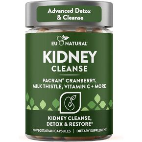 Kidney Cleanse Detox Supplement - Advanced Kidney Support Formula with Cranberry Pacran, Dandelion Root, Turmeric & Milk Thistle - Supports Kidney Health, Function & Fluid Balance - 60 Capsules in Saudi Arabia