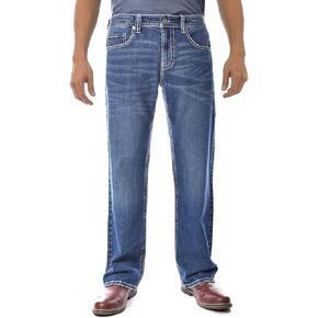 Axel Men's Slim Boot Cut Jeans - Stone Blue (Medium Wash) 32W X 32L in Saudi Arabia