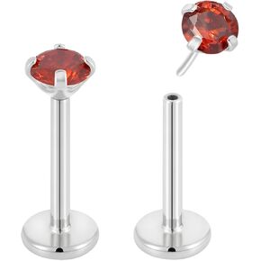 2PCS Titanium Birthstone Threadless Labret | 20G Flat Back Stud Earrings | Gemstone Tragus Helix Cartilage Conch Lip | Implant Grade Body Piercing Jewelry in Saudi Arabia