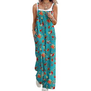 Women Overalls Loose Casual Wide Leg Overalls Summer Jumpsuit with Adjustable Straps & Pockets Boho Fashion Outfit in Saudi Arabia