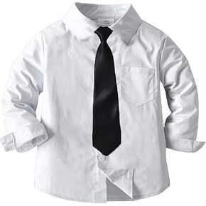 Boys Button Down Oxford Shirt Long Sleeve Formal Uniform Dress Shirts Standard Fit Summer Kids Clothing in Saudi Arabia