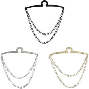 3 Pcs Tie Clips for Men, Tie Chain with Ring Clasps, Gold Silver Black Necktie Holder for Business Wedding in Saudi Arabia