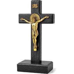 PHYUKEY Wooden Wall Cross with Jesus Christ Small 5.5in Standing Crucifix with Detachable Stand for Wall Hanging or Tabletop Display, Christian Gift & Catholic Home Decor in Saudi Arabia
