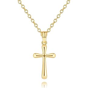 Cross Necklace for Women 14K Gold Cross Necklaces for Women Gold Crosses Chain Necklace for Womens with O-Chain Fluid Lines Sleek Finish Crosses Pendant Necklaces for Womens 20mm in Saudi Arabia