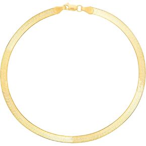 Floreo 14k Yellow Gold 6mm Solid Herringbone Chain Bracelet or Anklet 7 Inch in Saudi Arabia