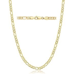 14K Gold Chain for Women 14K Gold Necklaces for Women Gold Figaro Chain for Men Unique Structure for Bold Rhythm Mens Figaro Chains Necklace for Womens 16/18/20/22/24/26/30in in Kuwait