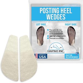 Hapad Wool Felt Posting Heel Wedges for Pronation & Supination Correction - Orthopedic Posting Heel Wedges for Men & Women - Shoe Insoles with Adhesive Backing - Made in USA in Saudi Arabia