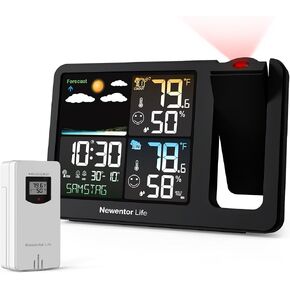 Newentor Ceiling Projector Clock, Home Weather Monitor with Indoor Outdoor Temp Humidity in Saudi Arabia