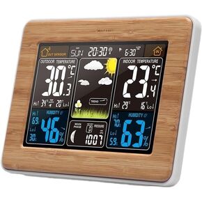 Weather Alarm Clock Forecast Temperature Moon Phase Snooze Lunar Large LED Display Digital Color in Kuwait