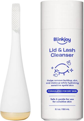 Blinkjoy Lid & Lash Cleanser + Electric Eyelid Brush 2 (White) Bundle | Daily Eyelid and Lash Hygiene Kit for Dry Eyes, Demodex, Blepharitis, Makeup Removal in Saudi Arabia