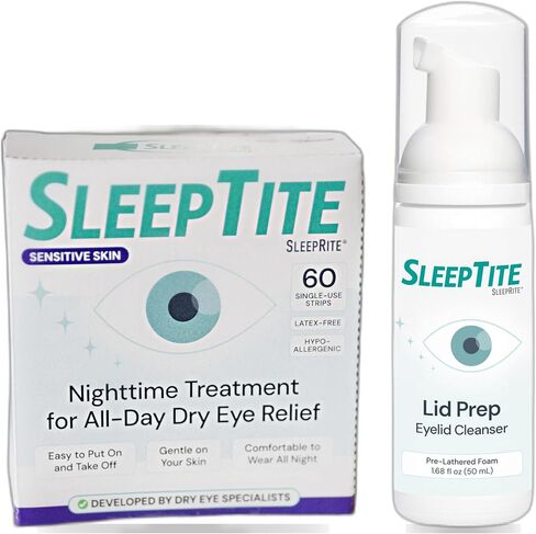 SleepTite SleepRite Sensitive Overnight Lid Seals 60-Count with Lid Prep Eyelid Cleanser — Nighttime Eye Care Bundle for Sensitive Skin in Saudi Arabia