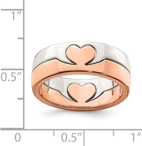 Sterling Silver Rose-tone Double Heart Ring in Kuwait