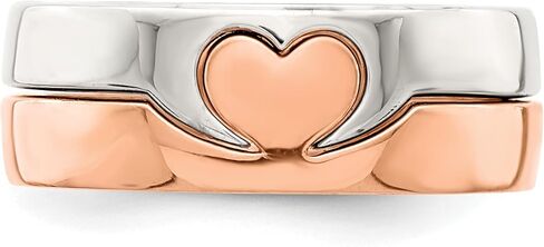 Sterling Silver Rose-tone Double Heart Ring in Kuwait