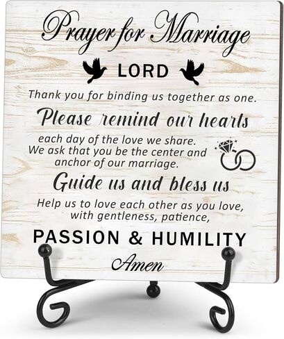Prayer for marriage Wedding sign Marriage blessing Gifts for Wedding Couples Valentines Christmas Home decor Wood plaque sign with stand (5.1" x 5.1") in Saudi Arabia