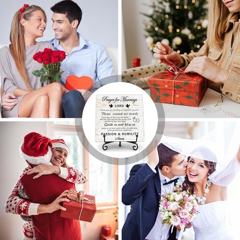 Prayer for marriage Wedding sign Marriage blessing Gifts for Wedding Couples Valentines Christmas Home decor Wood plaque sign with stand (5.1" x 5.1") in Saudi Arabia