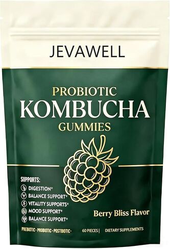 Jevawell Kombucha Gummies - Joint SupportPrebiotics, Probiotics & Postbiotics, Digestive & Gut Health Support - Berry Flavor - 60 Gummies in Saudi Arabia