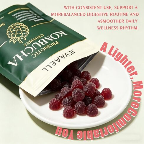 Jevawell Kombucha Gummies - Joint SupportPrebiotics, Probiotics & Postbiotics, Digestive & Gut Health Support - Berry Flavor - 60 Gummies in Saudi Arabia