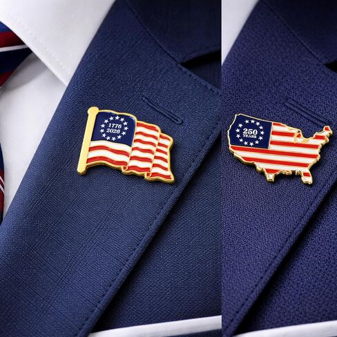 United States of America 250th Anniversary Pin Set (1776–2026) – American Flag & USA Map Lapel Pins, Patriotic Commemorative Brooch Set, Independence Day Gift, 4th of July Accessories in Saudi Arabia