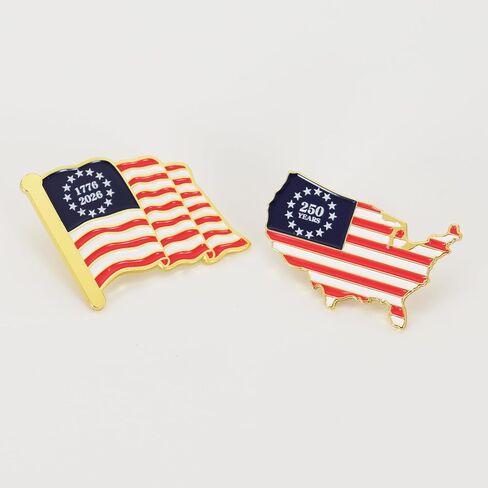United States of America 250th Anniversary Pin Set (1776–2026) – American Flag & USA Map Lapel Pins, Patriotic Commemorative Brooch Set, Independence Day Gift, 4th of July Accessories in Saudi Arabia