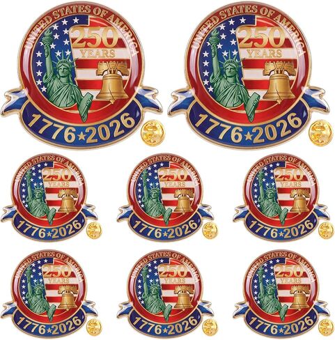 Liliaafar 4/10/20 Pcs 250th Anniversary Accessories Enamel Pins 4th of July Pins 1776-2026 Merchandise Birthday America Patriot Collectible for Veterans Independence Day Gifts in Kuwait