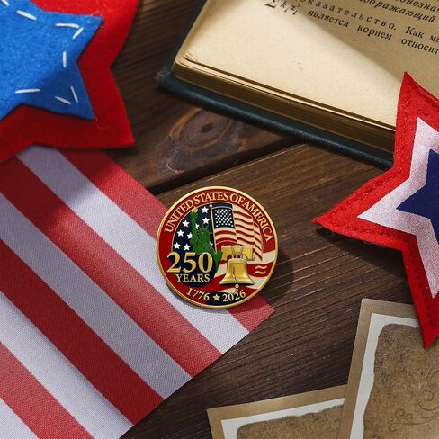 Liliaafar 4/10/20 Pcs 250th Anniversary Accessories Enamel Pins 4th of July Pins 1776-2026 Merchandise Birthday America Patriot Collectible for Veterans Independence Day Gifts in Kuwait