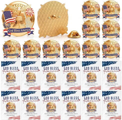 Liliaafar 250 Anniversary Lapel Pin Gifts American Enamel Lapel Pin Set USA Patriotic Brooches with God Bless America Card for 250th Birthday Independence Day 4th of July Event in Saudi Arabia