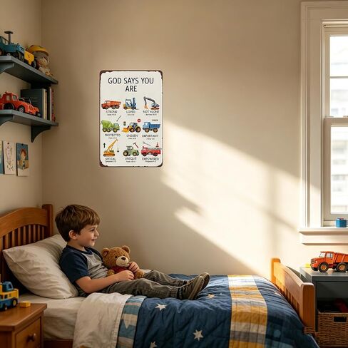 Boys Gifts God Says You Are Vintage Engineering Car Metal Sign for Kid Room Bedroom Decor in Saudi Arabia