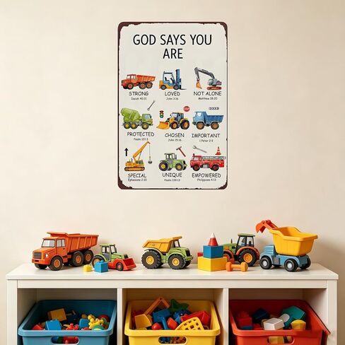 Boys Gifts God Says You Are Vintage Engineering Car Metal Sign for Kid Room Bedroom Decor in Saudi Arabia