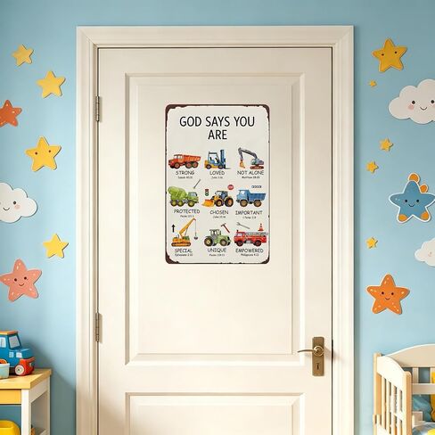 Boys Gifts God Says You Are Vintage Engineering Car Metal Sign for Kid Room Bedroom Decor in Saudi Arabia