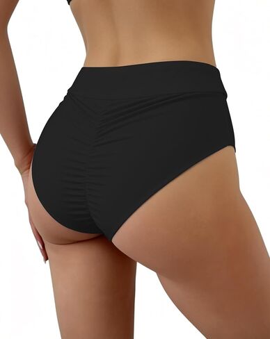 WODECASA Women’s High Waisted Bikini Bottoms Ruched Scrunch Butt Swim Briefs Tummy Control High Cut Bathing Suit Bottom 2026 in Kuwait