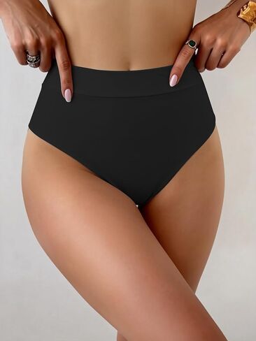 WODECASA Women’s High Waisted Bikini Bottoms Ruched Scrunch Butt Swim Briefs Tummy Control High Cut Bathing Suit Bottom 2026 in Kuwait