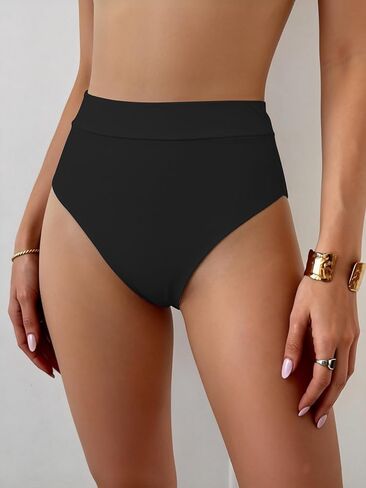 WODECASA Women’s High Waisted Bikini Bottoms Ruched Scrunch Butt Swim Briefs Tummy Control High Cut Bathing Suit Bottom 2026 in Kuwait