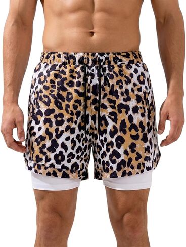 Rulercosplay Fashion Animal Printing Inner Layer 5'' Inseam Swim Trunks Novelty Sport Board Shorts for Men, Women in Saudi Arabia