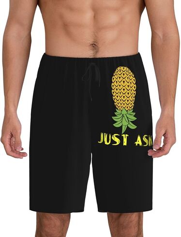 Upside Down Pineapple Play Well with Others Funny Swinger Pattern Men's Beach Shorts Pajama Shorts Swim Trunks in Saudi Arabia