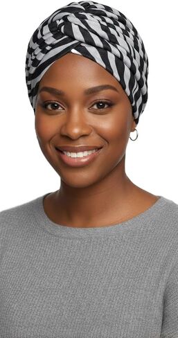 DONNA Zebra Print Spandex Turban – Stretchy Animal Pattern Head Wrap for Women – Breathable Chemo Cap & Sleep Bonnet in Kuwait