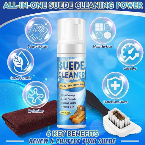 Sneaker Cleaner Kit Shoe Cleaning Solution for White Shoes Foam Formula for Suede Leather Canvas in Saudi Arabia