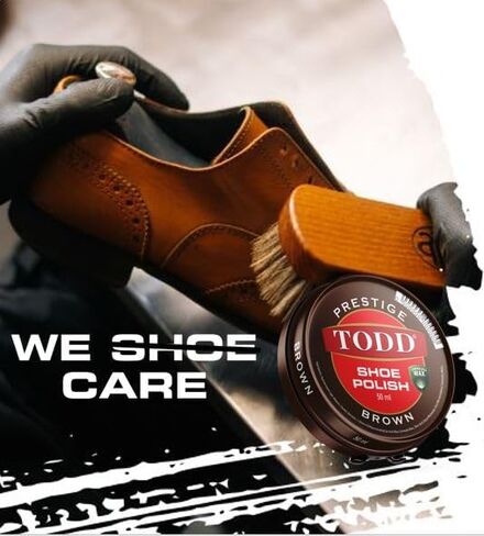 TODD Prestige Shoe Polish Brown Dark Tan High Gloss with Carnauba Wax 1.125 OZ. | Shine and Protect for Leather Shoes, Boots, Bags | Metal Tin | 50ml in Saudi Arabia